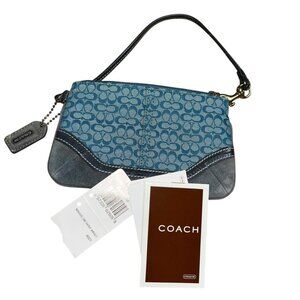 coach NEW unused but a bit worn being stored chambray C logo pouch wristlet